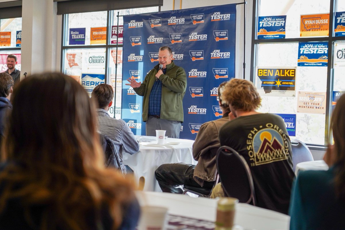 jontester's tweet photo. No better way to spend my Saturday than at the University of Montana hearing directly from students what issues matter most to them in this race. We'll win this—together. https://t.co/gLfE0D5dKT