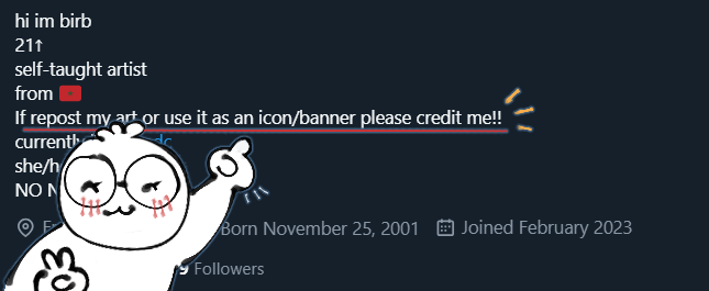 Bibby_theBirB's tweet image. 📌Welcome to my page!
📷Tumblr: bibbysstuff.tumblr.com
📷Ko-fi: ko-fi.com/bbthebirb
📷Bluesky: bsky.app/profile/bibbyt…
❗️Reminder❗️