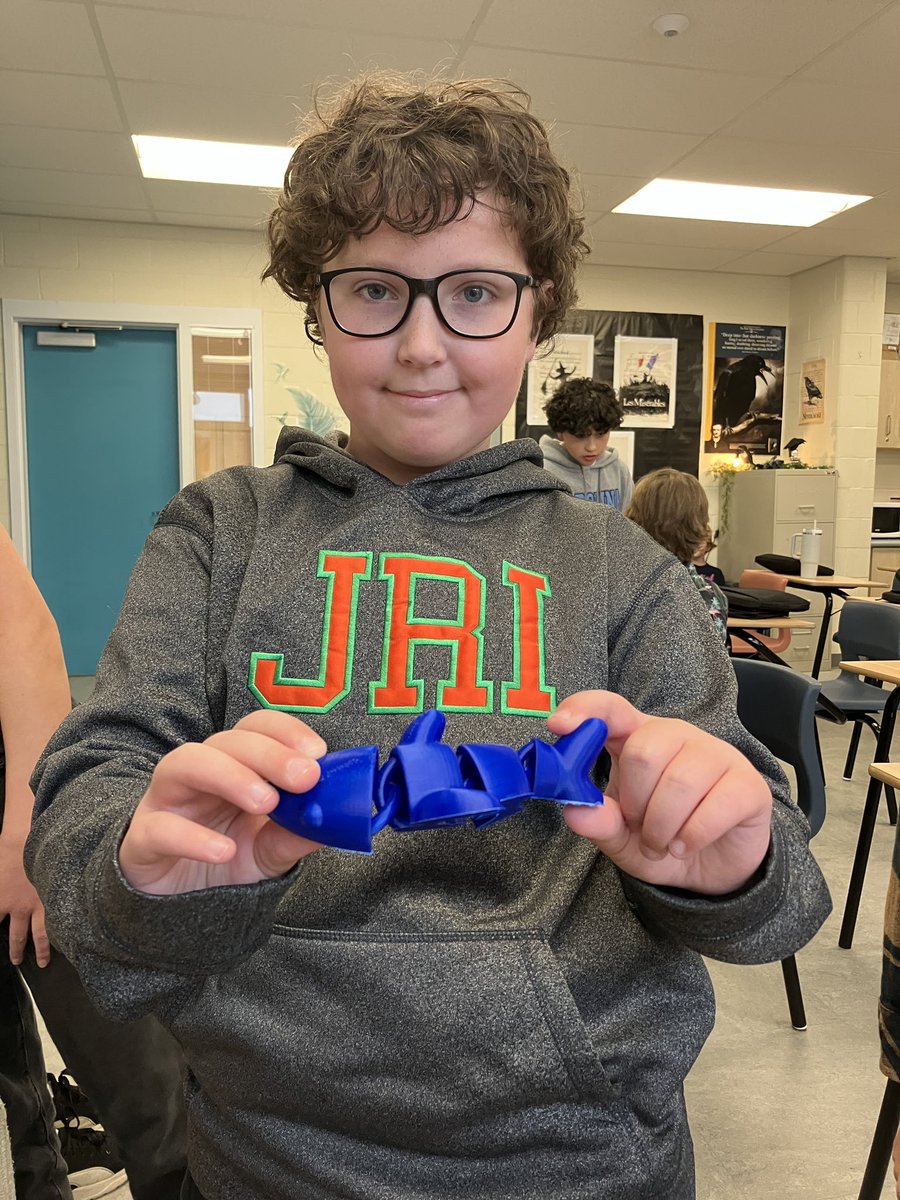Check out this incredible gift I received from this student today! An articulated shark that he made on a 3D printer! So cool! Thanks B!