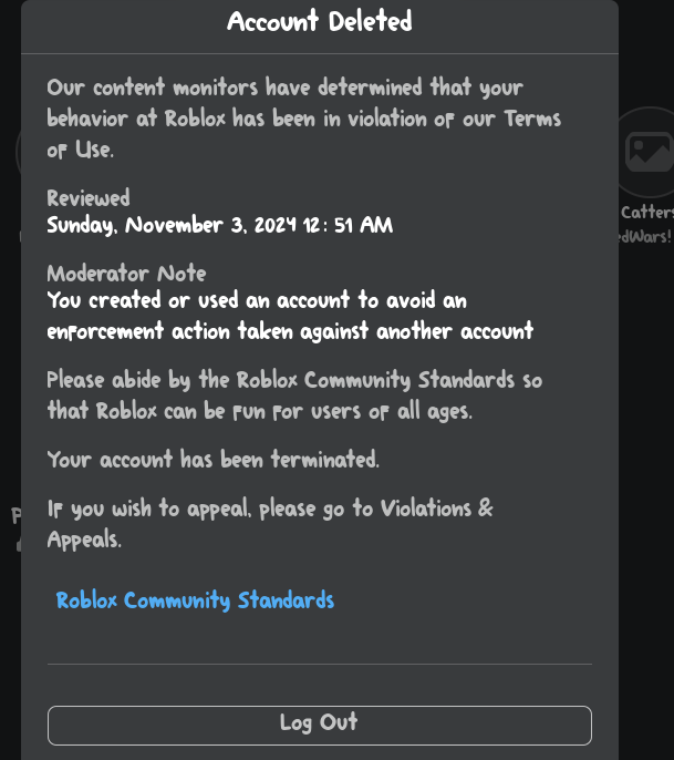 neminemist's tweet photo. THERE IS A GLITCH GOING AROUND WHERE UR ACCOUNT CAN GET FALSELY BANNED LIKE MY FRIENDS BE CAREFUL!! #roblox #robloxsupport https://t.co/JYJPh97US5