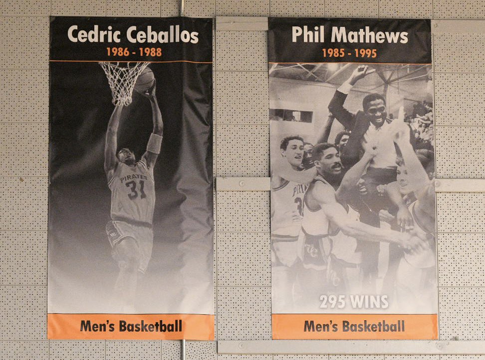 Pirate Basketball legends Cedric Ceballos and Phil Mathews were honored today with the unveiling of two new banners in the Athletic Event Center 🏴‍☠️ 

Coach Matthews will be on the opposing sideline coaching the Riverside Tigers

 <a href="/cedceballos/">Cedric Ceballos</a> #PiratesForLife