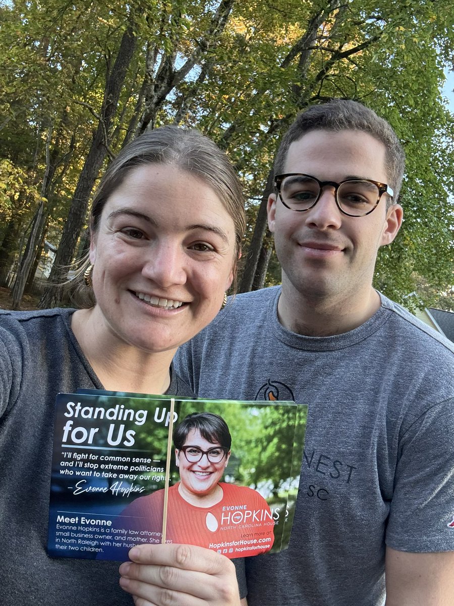 TeamWileyNickel's tweet photo. Wiley and the rest of us Team Wiley have been hitting the doors and talking to voters in competitive #ncga districts everywhere! 

This Get-Out-The-Vote season, every volunteer shift for @NCSenateDems and @NCHouseDems could be the difference. 

Let’s break the supermajority💪 https://t.co/vE5YZ5EeJH