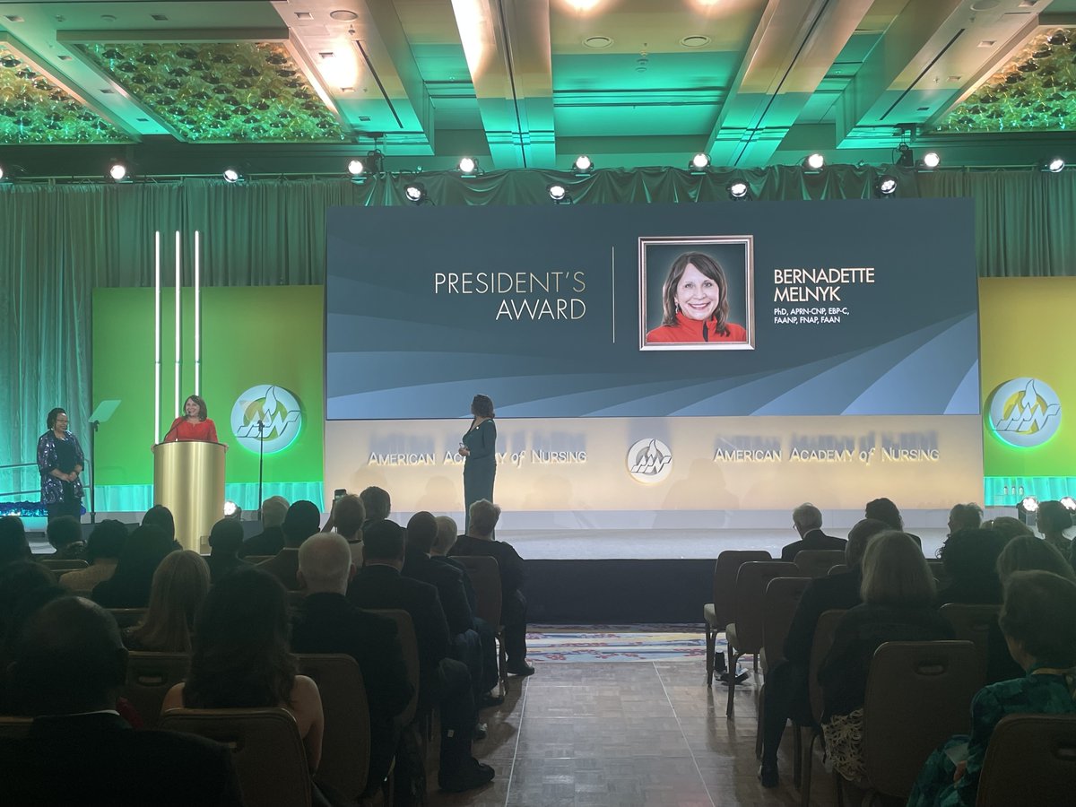 American Academy of Nursing (@aan_nursing) on Twitter photo We are honored to recognize <a href="/bernmelnyk/">Bernadette Melnyk</a> <a href="/osunursing/">Ohio State Nursing</a> <a href="/OhioState/">Ohio State</a> with the President's Award, an unwavering champion for evidence-based practice, well-being, and mental health. Thank you for encouraging us all to dream big!
academypolicyconference.com/bernadette-maz… We are honored to recognize <a href="/bernmelnyk/">Bernadette Melnyk</a> <a href="/osunursing/">Ohio State Nursing</a> <a href="/OhioState/">Ohio State</a> with the President's Award, an unwavering champion for evidence-based practice, well-being, and mental health. Thank you for encouraging us all to dream big!
academypolicyconference.com/bernadette-maz…