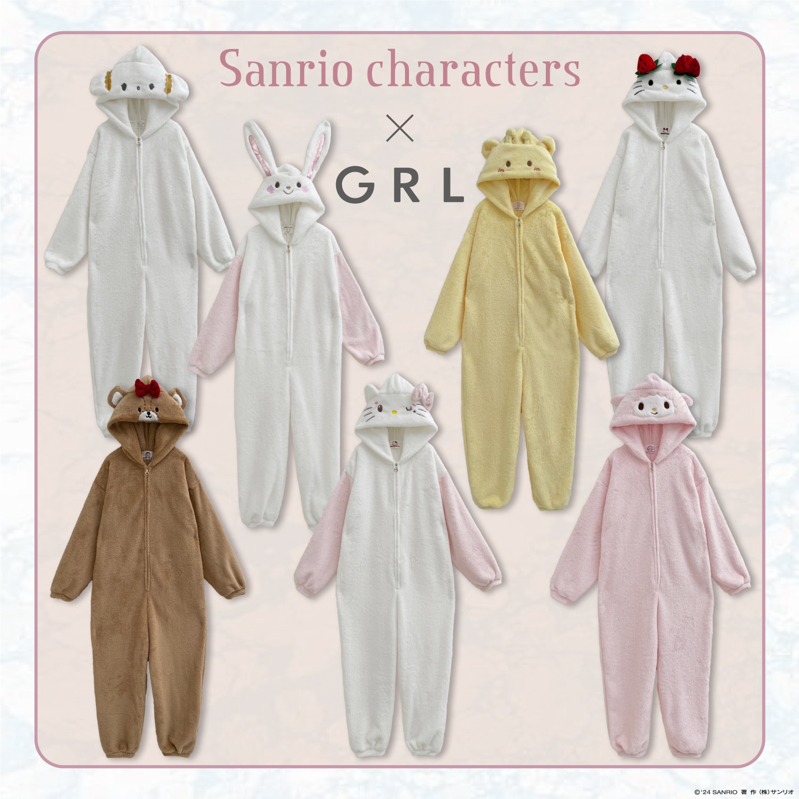 お歳暮 時期 完売品】GRL サンリオ 50周年 パジャマ 着ぐるみ 掛り キティ ルームウェア・パジャマ