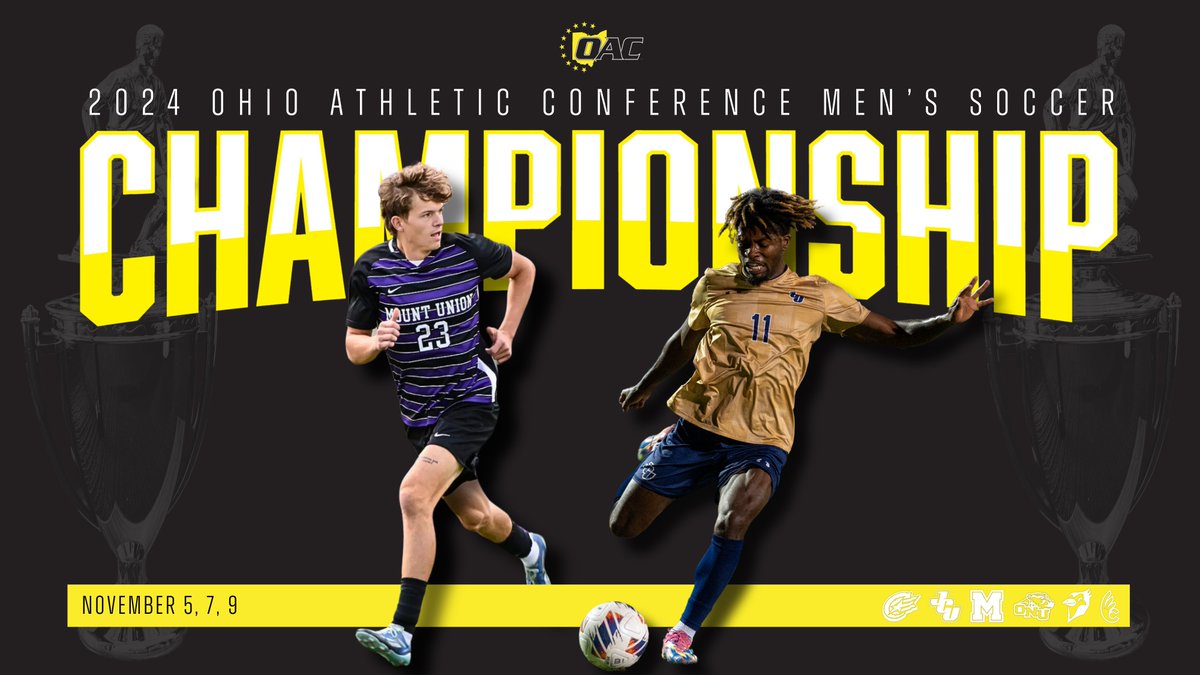 The 2024 OAC Men's Soccer Tournament field is set... first round kicks off Tuesday night! ⚽️🏆

#1 <a href="/UMUMensSoccer/">Mount Union Men's Soccer</a> 
#2 <a href="/onumsoccer/">ONU Men's Soccer</a>
#3 <a href="/OtterbeinMenSoc/">Otterbein Men Soccer</a> 
#4 <a href="/jcumenssoccer/">JCUMensSoccer</a> 
#5 <a href="/CapMenSoccer/">Capital Men's Soccer</a> 
#6 <a href="/DubC_MSoccer/">Wilmington College Men's Soccer</a> 

Tickets, matchups &amp; more: oac.org/x/9lt8m