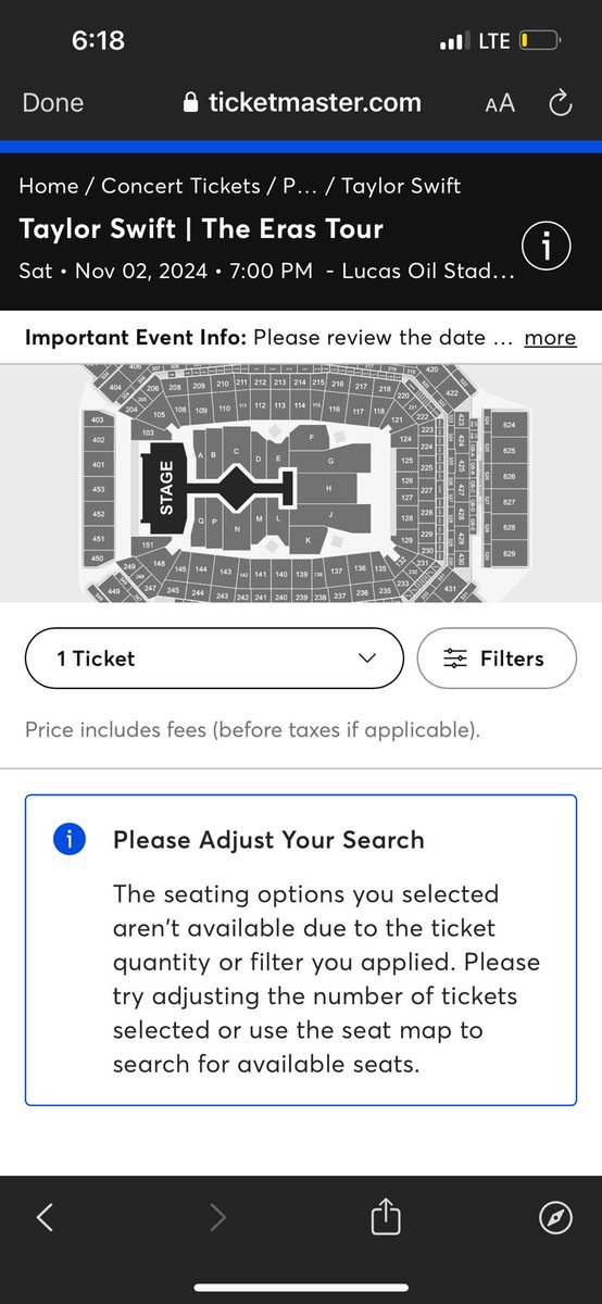 NatKP's tweet photo. @raleighbowman I got all the way in...and somehow can't get even 1 ticket! This system is wild https://t.co/pbazSGuv0T