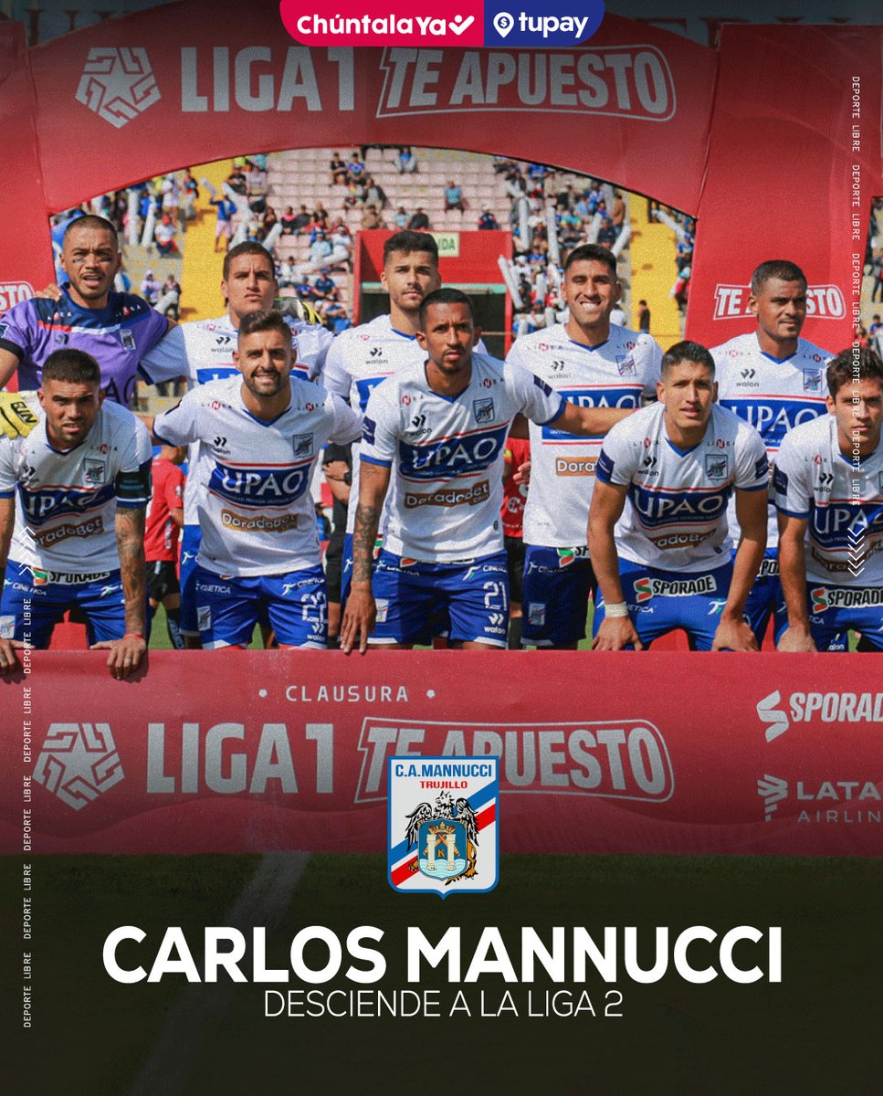 DeporteLibre_Pe's tweet photo. ¡CARLOS MANNUCCI DESCENDIÓ A LA LIGA 2!
Carlos Mannucci descendió de categoría tras empatar 2-2 con Alianza Atlético en la última fecha del Torneo Clausura. (Posición número 16 con 31 puntos.)
#Liga1 #Liga1Max #liga2 #UnionComercio #ffypシ #fypviralシfypviralシ https://t.co/G9HvAI4rBm
