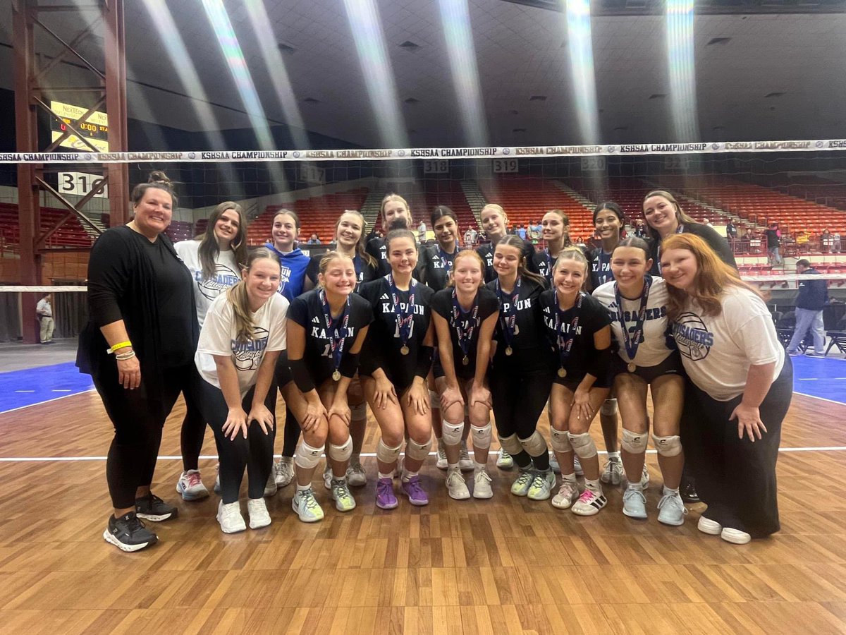 KaitlynCure's tweet photo. I can’t begin to say how proud I am of this team. Everyone doubted us and didn’t think we would get to where we are now! We proved them wrong and EARNED ourselves a 4th place finish at the State Tournament! Thank you @kmc_volleyball for the best 4 years of my life 💙 #10out https://t.co/OKXJadNXrc