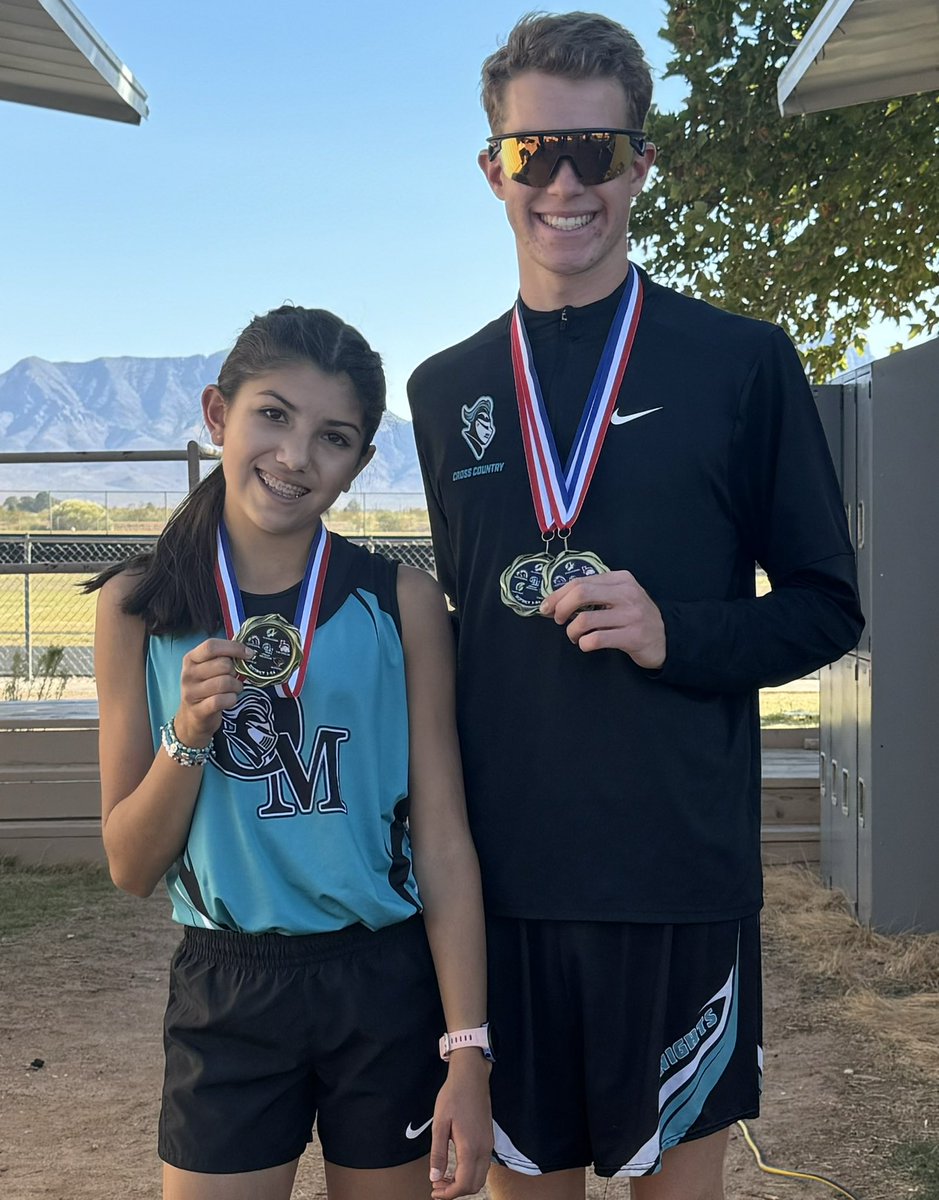 OrganMountainHS's tweet photo. District Champs Representing the Castle: Ashley Galaz (8th grade) and Senior Super star Corbin Coombs! More pics to come of our District Champs Boys Team! https://t.co/gpSxwMx8pE