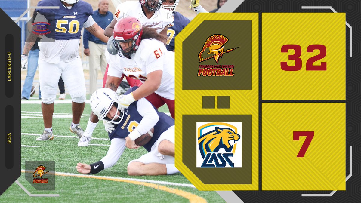 PCC Athletics (@pccathletics) on Twitter photo The Lancers improved to 8-0 overall with today's road victory.
<a href="/210PrepSports/">210 Prep Sports</a> <a href="/scfafootball/">Southern California Football Association</a> <a href="/RobertTuckerPCC/">Robert Tucker</a> <a href="/PCCLancerFB/">Pasadena City College Football</a> The Lancers improved to 8-0 overall with today's road victory.
<a href="/210PrepSports/">210 Prep Sports</a> <a href="/scfafootball/">Southern California Football Association</a> <a href="/RobertTuckerPCC/">Robert Tucker</a> <a href="/PCCLancerFB/">Pasadena City College Football</a>