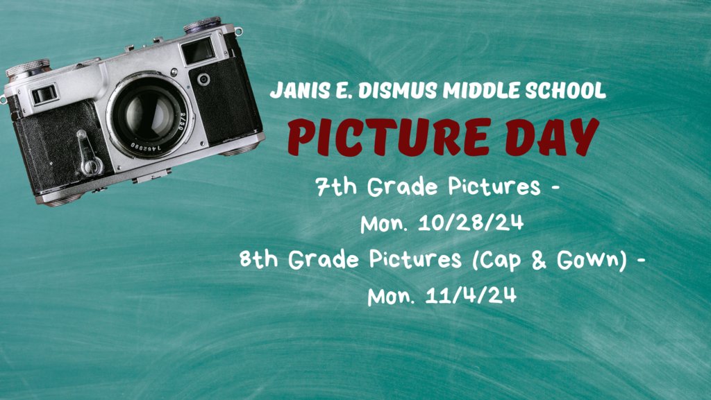 Hello Parents &amp; Guardians: 
Just a reminder that this upcoming week, school will be closed on Tuesday 11/5/24 and Thursday - Friday, 11/7/24 - 11/8/24, for Election Day and Teachers' Convention. 

8th Grade Cap &amp; Gown Photos will be on 11/4/24.