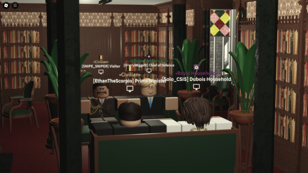 MinisterEthan's tweet photo. Earlier today, the Prime Minister along with His Royal Highness met up with the British Chief of General Staff to discuss plans to tackle the recent threats to Belgium.

#fictional #roblox https://t.co/jjFaP8MyYU