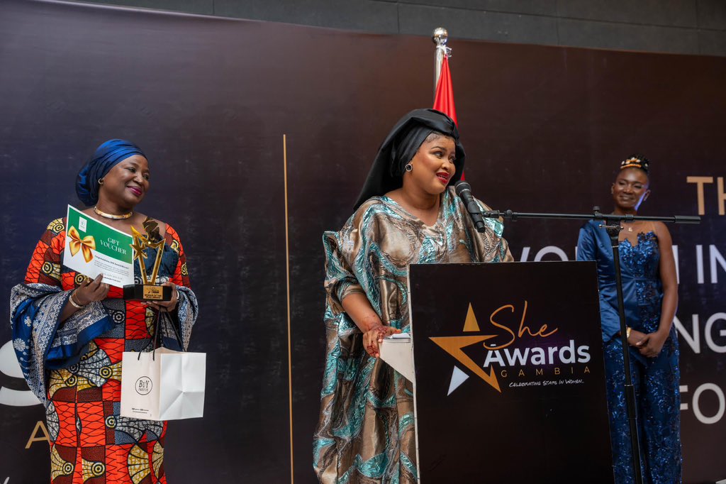 Ladies and gentlemen, the moment we’ve all been waiting for! Congratulations to our Woman of the Year Dr Jorjoh Ndure Tambedou👏🏾👏🏾👏🏾

Celebrating a phenomenal leader whose vision &amp; dedication has transformed lives &amp; communities. A woman of substance

#SheAwards220 #WomanOfTheYear
