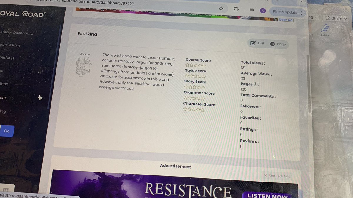 firstkindbook's tweet photo. Garnered over 100 views within the last 24 hours (probably all bot views, but we still take those ๐ฅน)
#book #author #writer #writing #bookcommunity #firstkind https://t.co/CsOUsbajZs