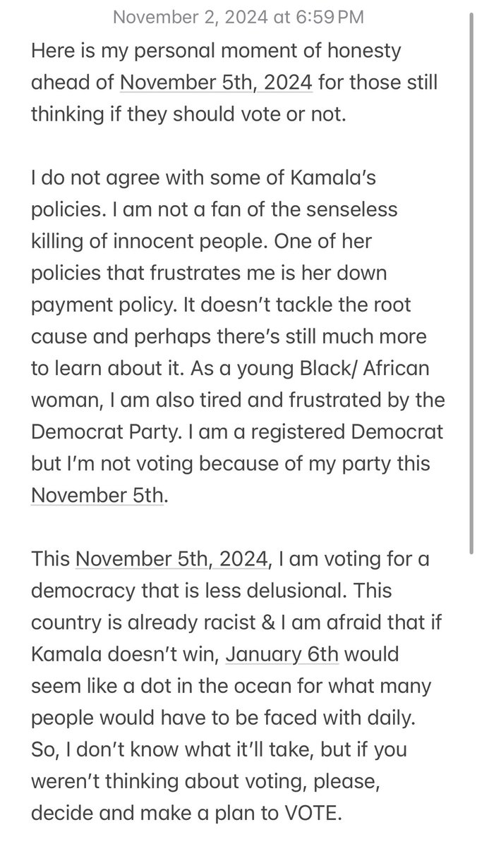 This November 5th, 2024, I am NOT voting because of my political party!