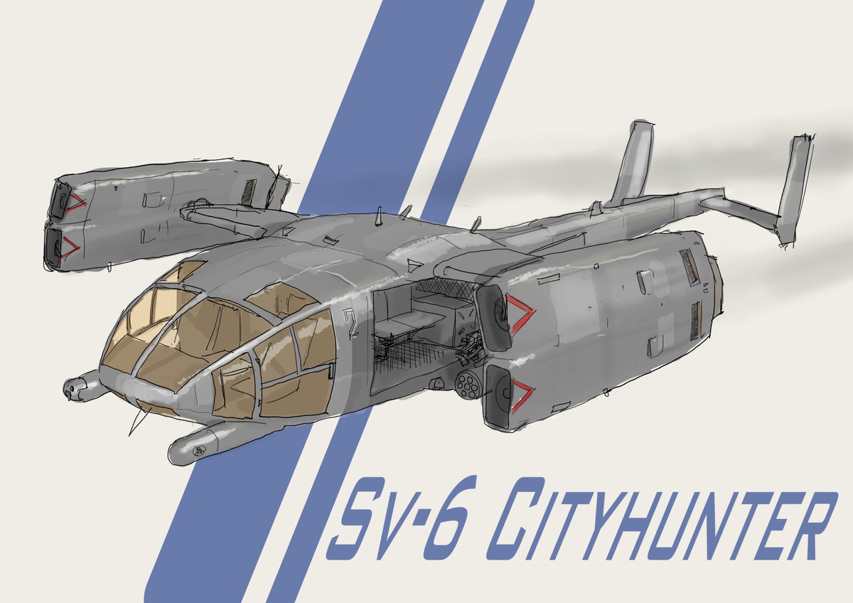 This is a design ive been playing with for the good 5 years at this point, so I wanted to make a quick sketch and maybe update it a bit 

A tiltengine jet VTOL Sv-6

(had to reupload bc the colors were off)
