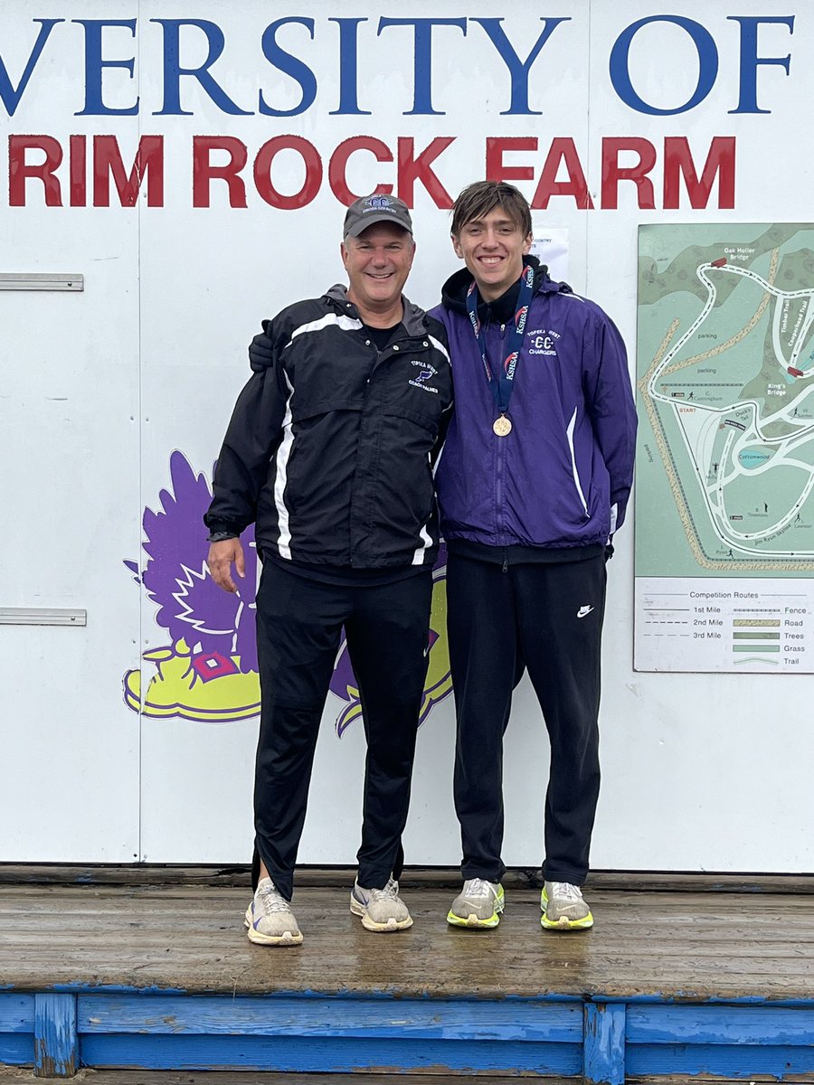 🏃‍♂️ Congratulations Adrian Lehman! 🏅 Adrian crushed it at the 5A State Cross Country Meet today, finishing 7th with an impressive time of 15:49—earning him the title of top Topeka finisher! Last year, he placed 43rd at 17:14!💜 <a href="/peterson_rick/">Rick Peterson</a>