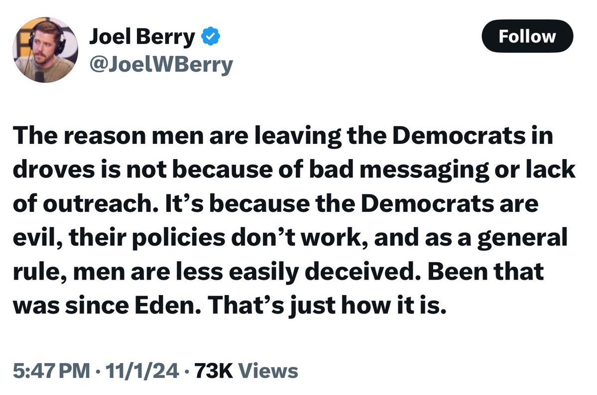 "men are less easily deceived" and then he immediately cites a fictional story that deceived him.