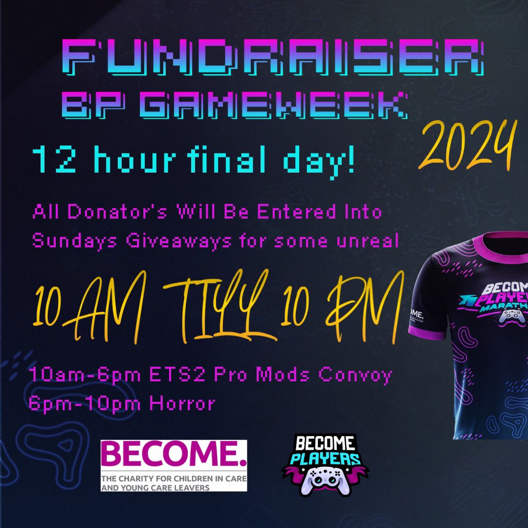 Tomorrow stream is a 12 hour stream one last push to try hit our target #becomeplayers