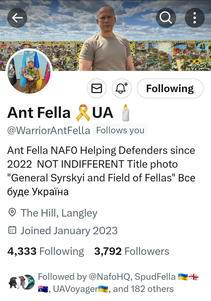 Dababa2024's tweet photo. Ant Fella @WarriorAntFella is a like-minded member of our community. Creating new connections is paramount nowadays. Check out the attached X's bio and say 👋 and consider giving a 👣.
Also, like and retweet to increase visibility of the post.
#StrongTogether #VoteBlueDownBallot https://t.co/c2rgAmLEdd