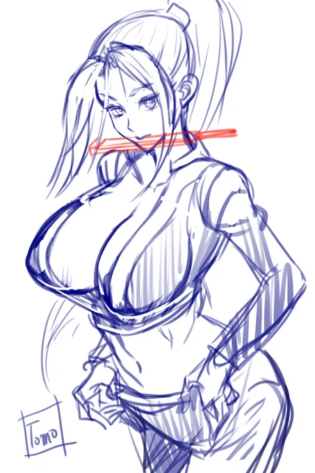 #皆さんラフと塗った後を見せてくださいKOF、舞さん。やっぱりラフのほうが理想の形なんだよな。清書するとおとなしくなる。 