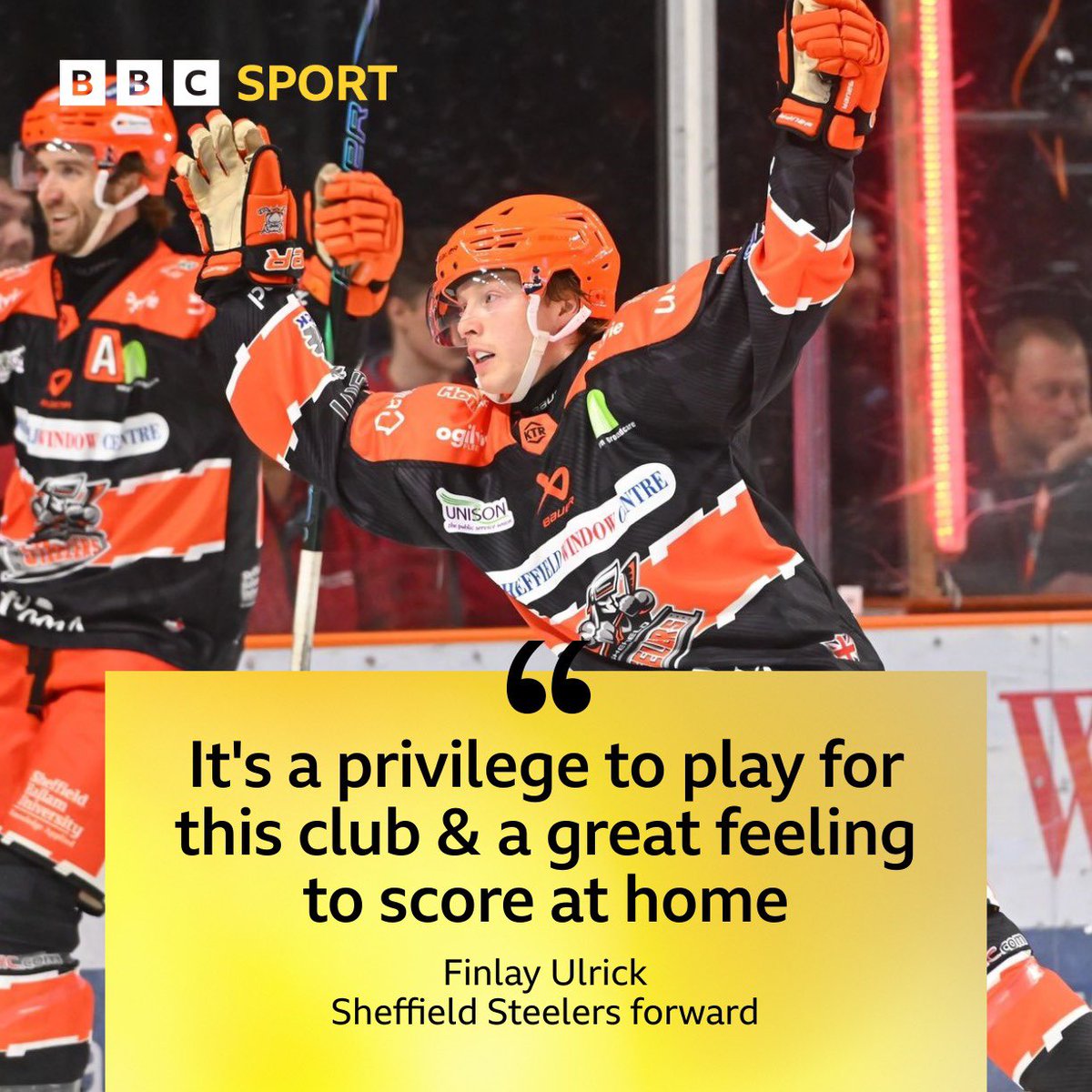 🗣️ Sheffield Steelers forward Finlay Ulrick speaks after 5-3 win over Manchester Storm. 

🏒 Ulrick also talks about scoring his fourth goal in six games for the Steelers and how his 2-way deal works with the Steeldogs. 

Listen here ➡️ bbc.co.uk/programmes/p0k…