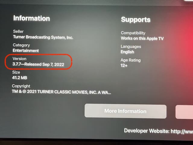 Hey <a href="/tcm/">TCM</a>. Your app on Apple TV hasn't been updated in over two years and is does not work at all. Please fix!