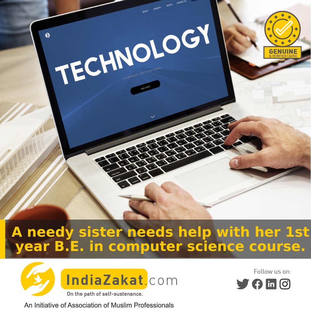 TheIndiaZakat's tweet photo. Sister Ridha, a B.E. Computer Science student, dreams of a better future but faces financial hardship after losing her father. Her mother is a homemaker, &amp; her brother’s income isn’t enough to cover her remaining tuition. She needs help.

Donate today at https://t.co/ufnaTWQHXw https://t.co/kJhFHCSbJ1