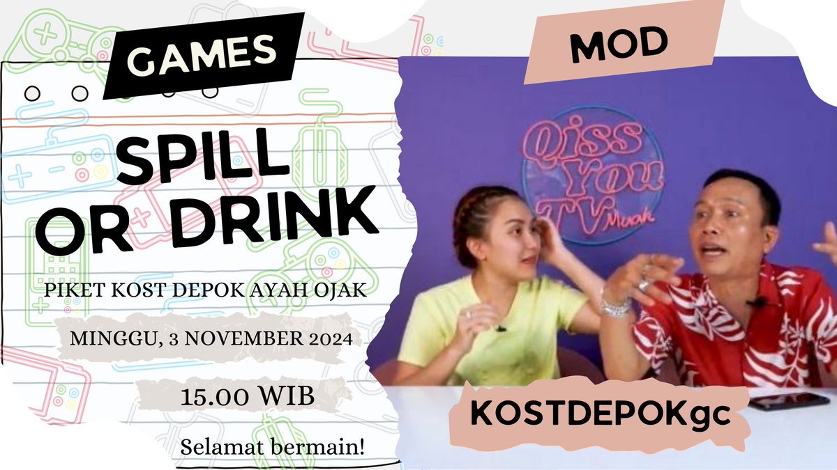 KOSTDEPOKgc's tweet photo. ㅤ
ㅤ𝘼𝙂𝙀𝙉𝘿𝘼 𝙆𝙊𝙎𝙏𝘼𝙉 𝘿𝙀𝙋𝙊𝙆
ㅤ𝙅𝘼𝘿𝙒𝘼𝙇 𝙋𝙄𝙆𝙀𝙏 𝙎𝙀𝙍𝙐 𝘽𝙐𝙆𝘼𝙉 𝙈𝘼𝙄𝙉
ㅤ
ㅤㅤㅤㅤ🎮: Spill or Drink
ㅤㅤㅤㅤ⏰: 15.00 — selesai 
ㅤㅤㅤㅤditemani oleh KOSTDEPOKgc 
ㅤ
ㅤ𝙏𝙚𝙠𝙖𝙣 𝙍𝙀����𝙊𝙎𝙏 𝙪𝙣𝙩𝙪𝙠 𝙞𝙠𝙪𝙩𝙞 𝙠𝙚𝙨𝙚𝙧𝙪𝙖𝙣𝙣𝙮𝙖!
ㅤ https://t.co/IZcwXZupdG