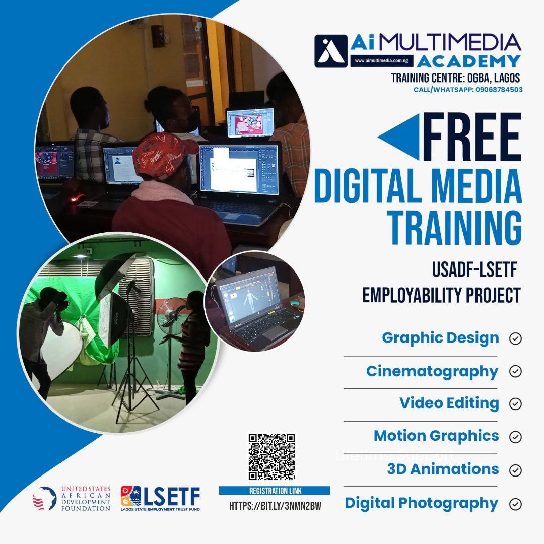 princeakitoye's tweet photo. Kickstart your career in Digital Media and Digital Marketing for FREE!

Signup here 👇 https://t.co/khtwotd0nn

#DigitalMedia #Creativemedia #freetraining #usadf #lsetf https://t.co/0EhhWg1wQg