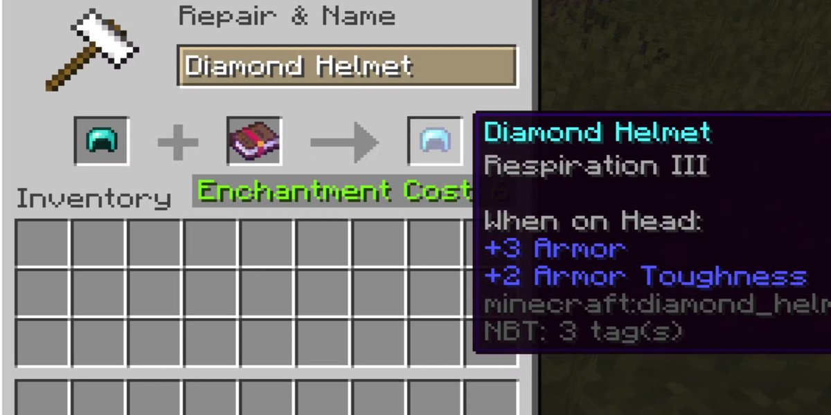 BookofMinecraft's tweet photo. Helmet with Respiration III 📜

Dive into the deep with the confidence of a fish! This enchantment lets you hold your breath longer than a dolphin at a talent show, making underwater adventures a breeze. So grab your gear and explore the ocean depths — just don’t forget your snacks for when you resurface! 🌊🐬✨