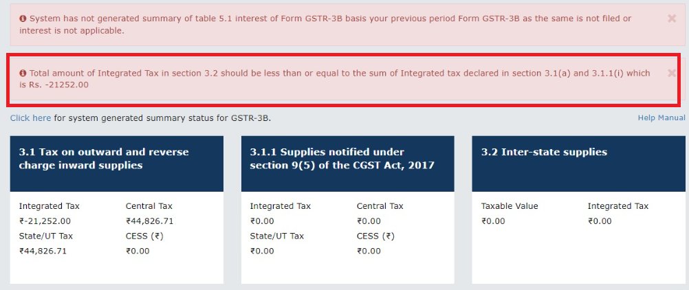 AbhasHalakhandi's tweet photo. 🚨 Practical Analysis of Negative Liability Statement for Regular Taxpayers -Imp. read for GSTR-3B Filers!!

New Facility Overview:
📌Available from Sep GSTR-3B filing
📌Negative amounts can now be entered in Outward Tax Liability
📌Upon successful set-off and filing with a negative tax liability, this amount is transferred to a separate Negative Liability Statement.
📌Can be used to offset tax liabilities in that particular head in any future period when positive tax liability arises
[PIC-1]

Benefits:
📌This facility maintains the negative balance separately on the portal, so taxpayers don’t need to keep track of negative liabilities awaiting future positive liabilities in the same head.
📌According to GSTR-3B rules, adjustments of one financial year can be made until Nov 30 of the next FY. With this new feature, once the negative liability balance is created, it can be adjusted with future positive liability at any time in future, as there is no time restriction.

Key Observations:
📌Negative liability has no relation to ITC; it does not impact ITC and only adjust with future positive outward liabilities.
📌Negative liability created under one head will be used to offset positive liability in the same head.

Current Issues on the Portal @Infosys_GSTN 
When negative liability in IGST is entered in Table 3.1, system throws an error that IGST in Table 3.2 cannot exceeds IGST in 3.1. [PIC-2]
In given case Table 3.1 has IGST -₹923 and IGST in Table 3.2 is 0, the system throws an error. It’s crucial to note that Table 3.2 entries are only for interstate supplies to unregistered persons or composition dealers, not B2B transactions. In majority cases Negative liability of IGST gets created due to B2B transactions (Credit Note due to Sales return or other reasons. In such cases no entry need to be done in Table 3.2 and System shall not throw this error. @Infosys_GSTN shall urgently look into the matter as majority taxpayers were not able to use this facility due to the mentioned error.

Request readers to please share views & experience as well related to Negative Liability Statement 🙏