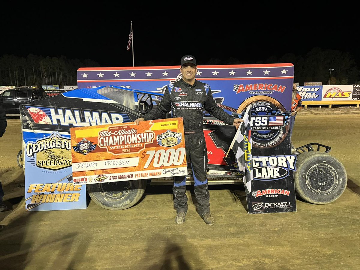 𝘿𝙊𝙒𝙉 𝙏𝙊 𝙏𝙃𝙀 𝙒𝙄𝙍𝙀: <a href="/StewartFriesen/">Stewart Friesen</a> pulled off a last-lap, last-turn pass of Anthony Perrego to win Saturday's Mid-Atlantic Championship <a href="/thegtownspdwy/">Georgetown Speedway</a>.  Matt Sheppard (<a href="/OlliesOutlet/">Ollie's</a> Overall) and Alex Yankowski (NJ Quality Drywall South Region) secured championships.