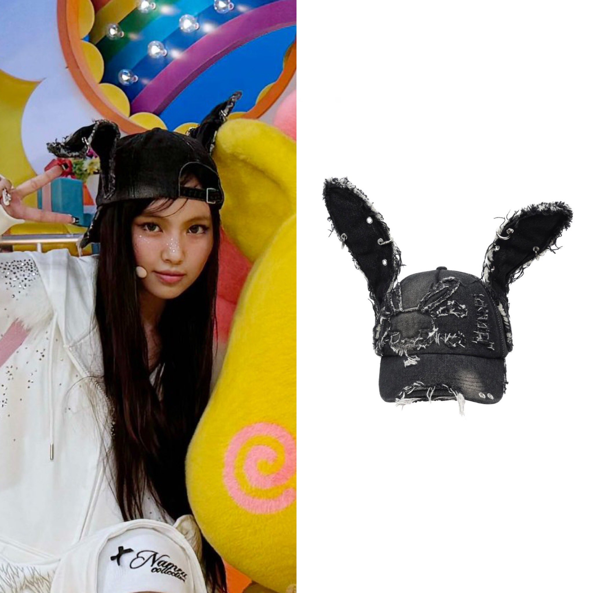 Newjeansハニ着用CFIERCE wing angel hat NewJeans MinJi Haerin OMG Stage Long Rabbit Ear Hat Y2K