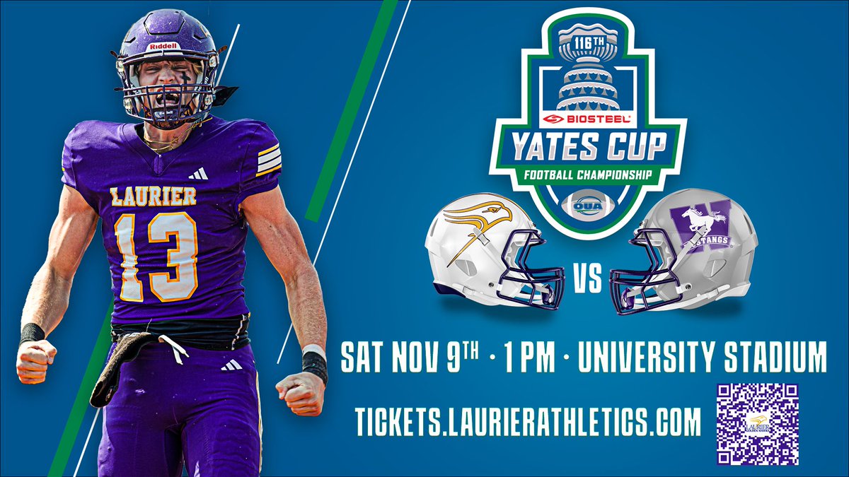For the 2️⃣ year in a row, the Golden Hawks are off to the Yates Cup. Only this time, it’s at home at University Stadium.

It’s been nearly 20 years since the last time the Yates Cup was hosted at Laurier. Don’t miss your chance to say “I was there” 

🎟️  laurier.universitytickets.com/w/event.aspx?i…