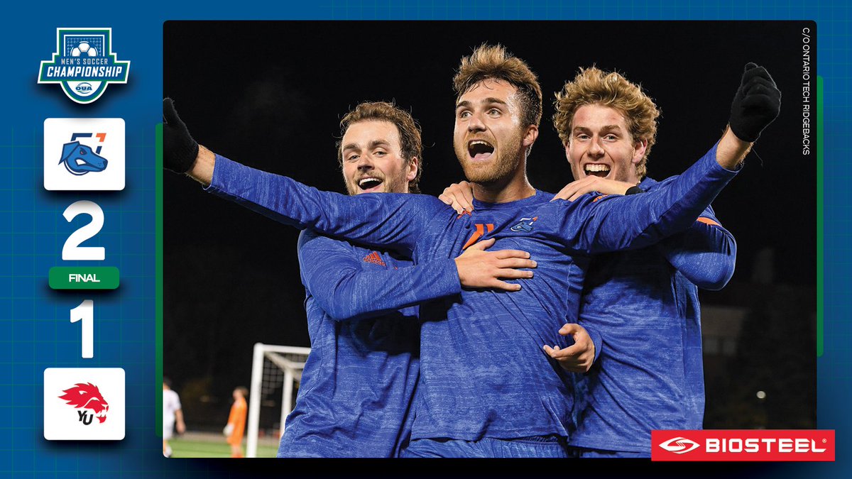 OUAsport's tweet photo. Erion Metaj’s brace gave the @OT_Ridgebacks the upper hand in the tightly contested championship matchup with York, capturing their first Blackwood Cup. ⚽️
#BannerSeason | @BioSteelSports https://t.co/Wv8fBHnRvc