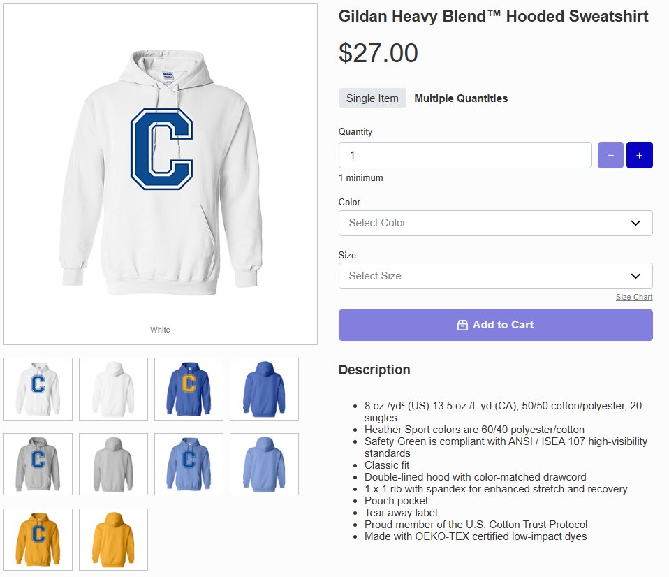 Carmel Apparel for the Holidays!! Carmel Middle, just 'Carmel' or a Varsity C, to encompass ALL Carmel schools! Great gifts for the entire family. Send the link to family members along with your requests, what a great gift to receive.

carmelmiddlegear.itemorder.com/shop/home/