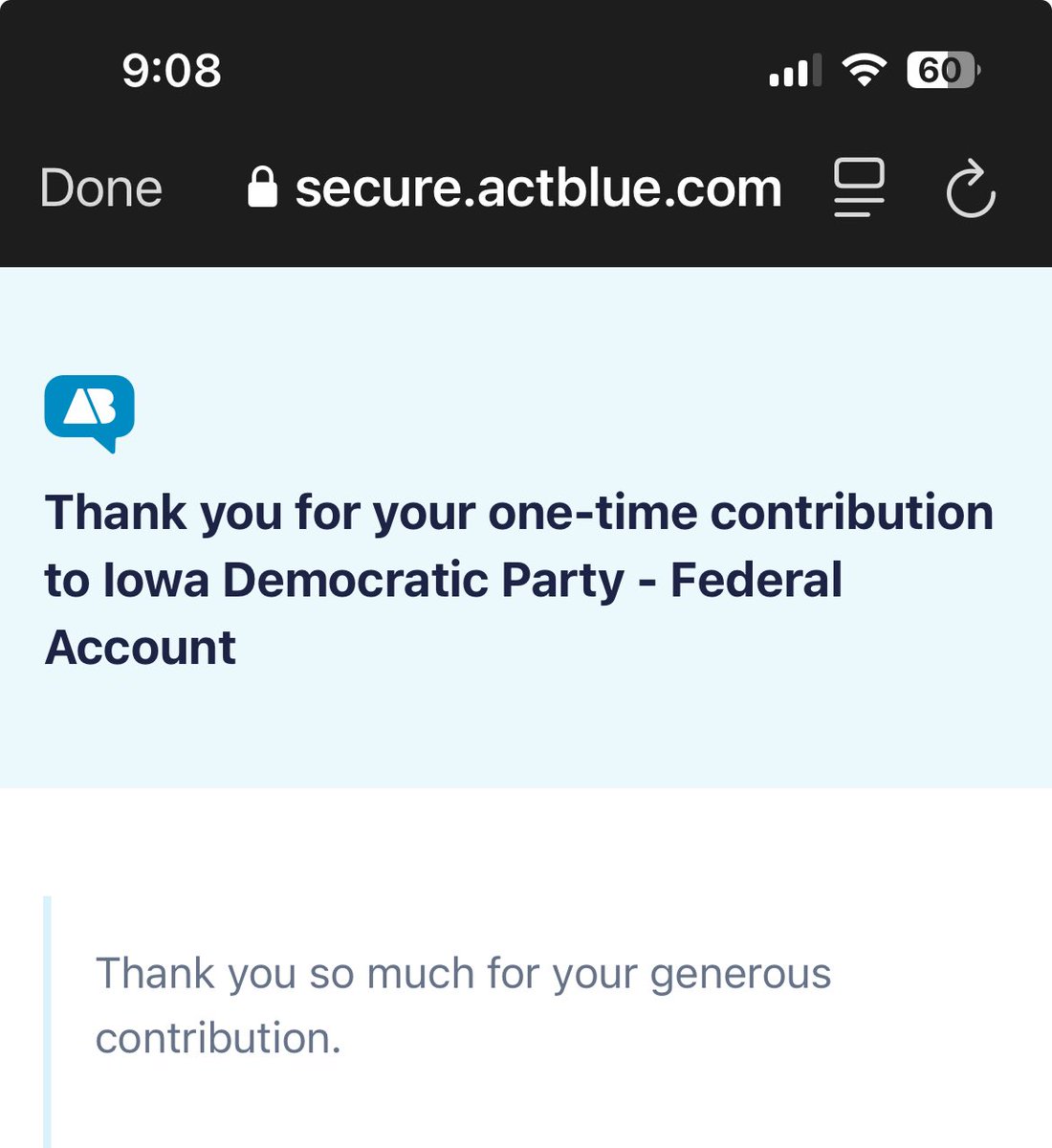 KayMcHarvey's tweet photo. @iowademocrats Donated. I’m in Virginia. #LFG https://t.co/oBV09UHH6I