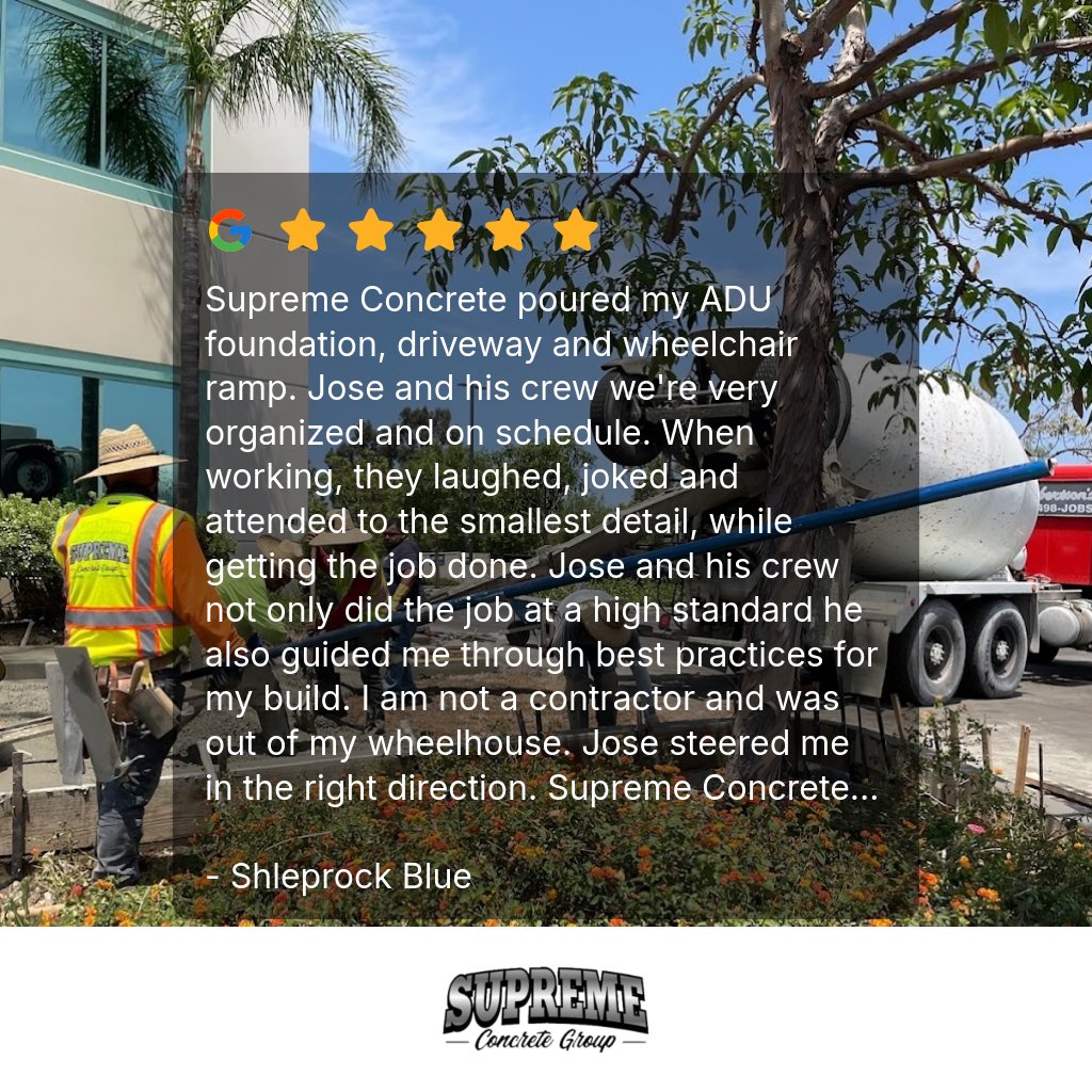SupConcrete's tweet photo. Thanks so much for taking the time to leave a 5 star review! https://t.co/LDJ49olCkV