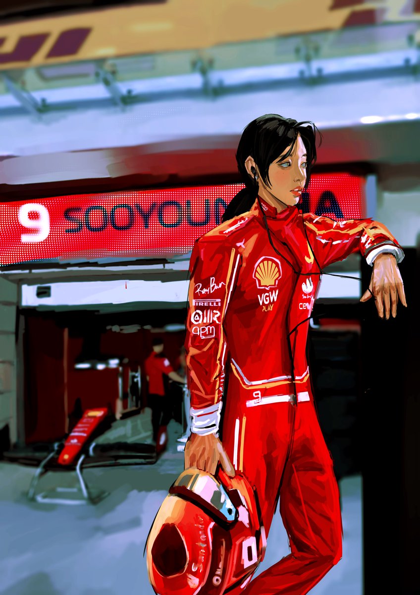 dalsography's tweet photo. yves spotted at the pit lane #ferrari #formula1 #LOONA https://t.co/SHzjIUzQxr