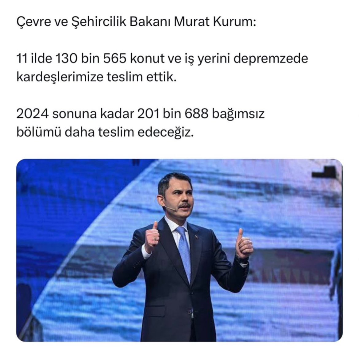 Yine aynı Kurum, depremlerde 90.906 BİNA’ nın yani yaklaşık 1,5 milyon civarı yıkılmış konutların sadece 130.565 tanesini teslim etmiş. Geriye kalanları ne zaman teslim edecekler? Aradan geçen 22 ayda bunu yapmışlar varın gerisini siz düşünün. <a href="/umitozdag/">Ümit Özdağ</a> <a href="/HatayValiligi/">T.C. Hatay Valiliği</a>