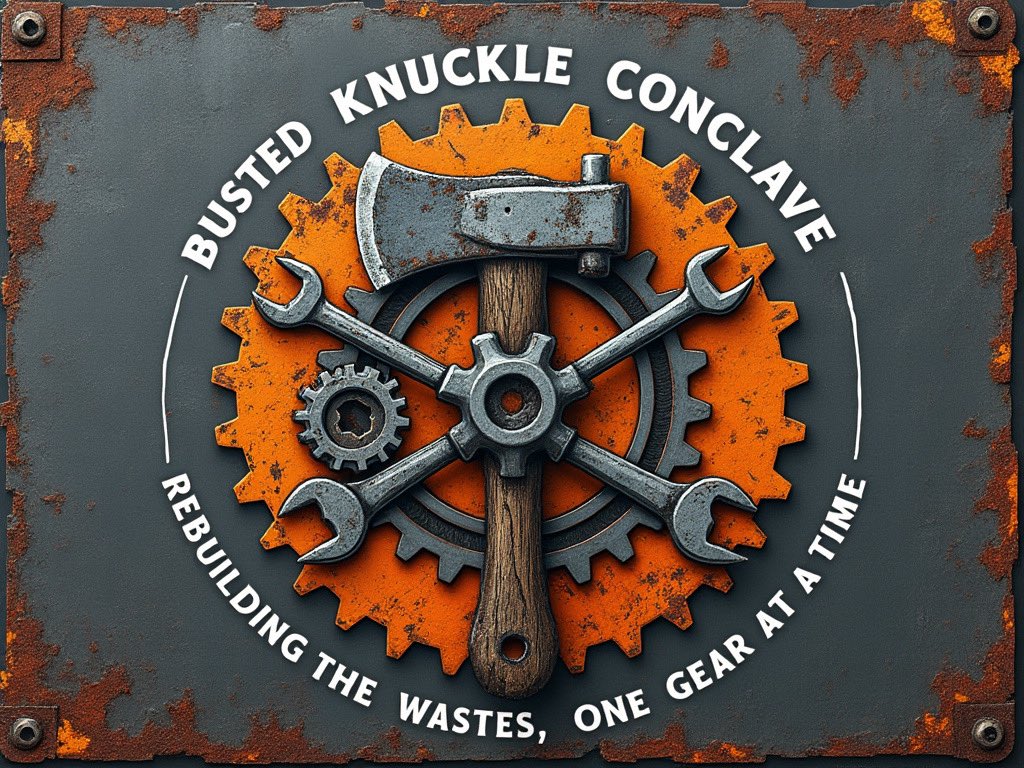 ScragtheScav's tweet photo. Been working on an origin story for Hatchet Face (my fallout76 raider OC). Here’s a little lore: Busted Knuckle Conclave are cult like religious zealots that worship “The Great Gear” a mythical deity representing mechanical perfection.#BloodandRust #Fallout76 https://t.co/5XVpQlMift