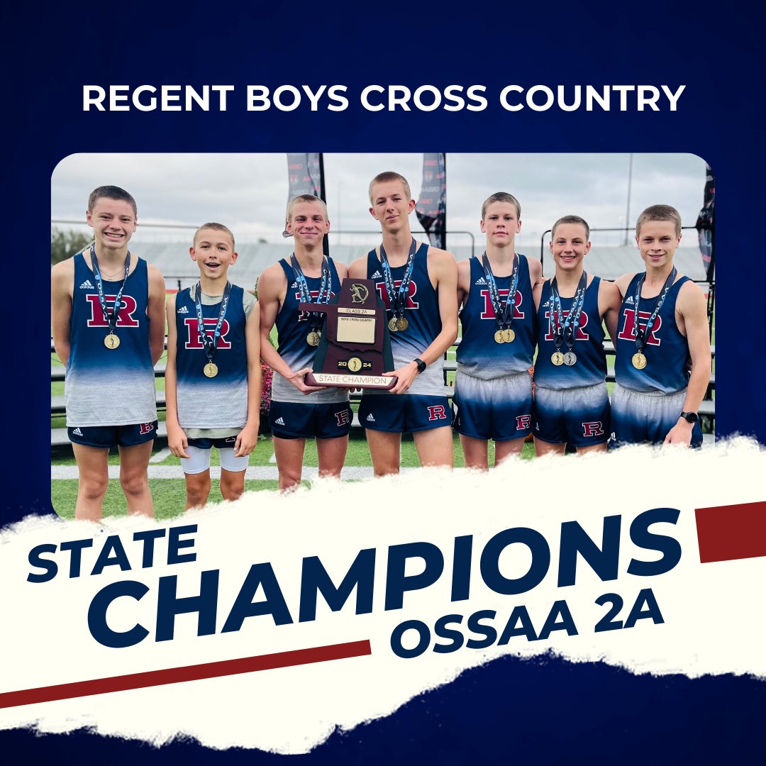 Congratulations to the OSSAA 2A State Champions for Boys Cross Country!#gorams #regentxc #statechampions #runningstrongfor10years👟