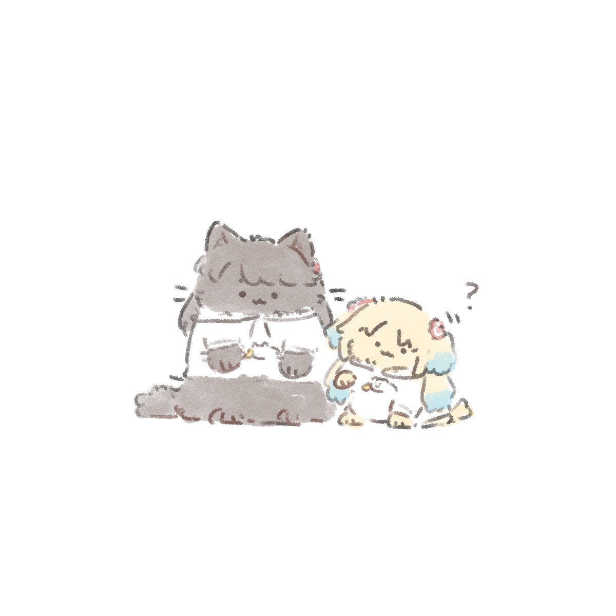 「謎の服着せられてるもふ 」|あおかえる🐶🎀僕ラブ37【ニ63】のイラスト