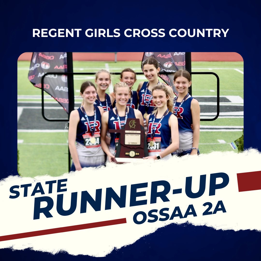 Congratulations to the OSSAA 2A State Runners-up for Girls Cross Country! Additionally, the girls team was also announced as the Academic Team State Champions! #gorams #regentxc #academicstatechampions #runningstrongfor10years👟