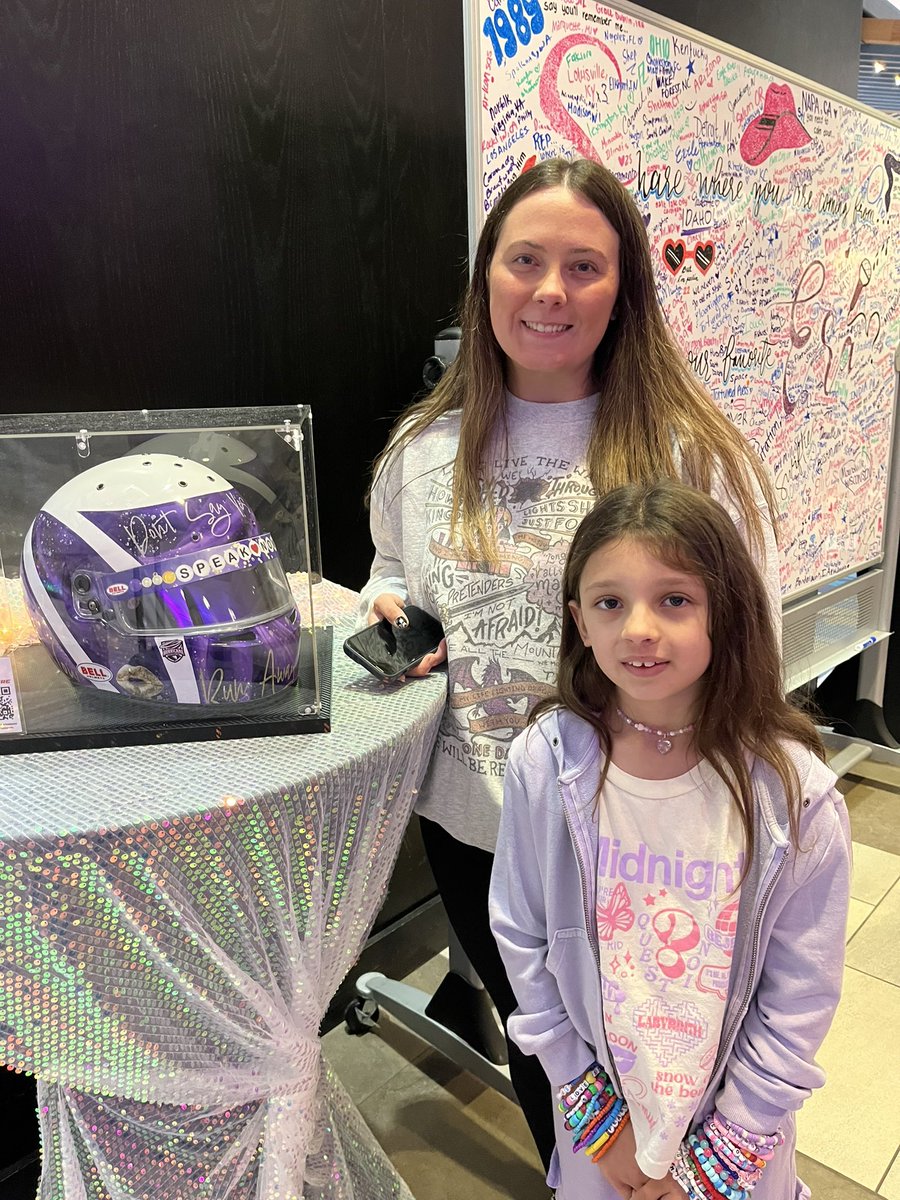 hunterchandler2's tweet photo. Me and my niece with the Speak Now &amp; Red helmets 💜❤️ @swiftalert_13 @BellRacingHQ @IMS https://t.co/AjRqtNW4Q7