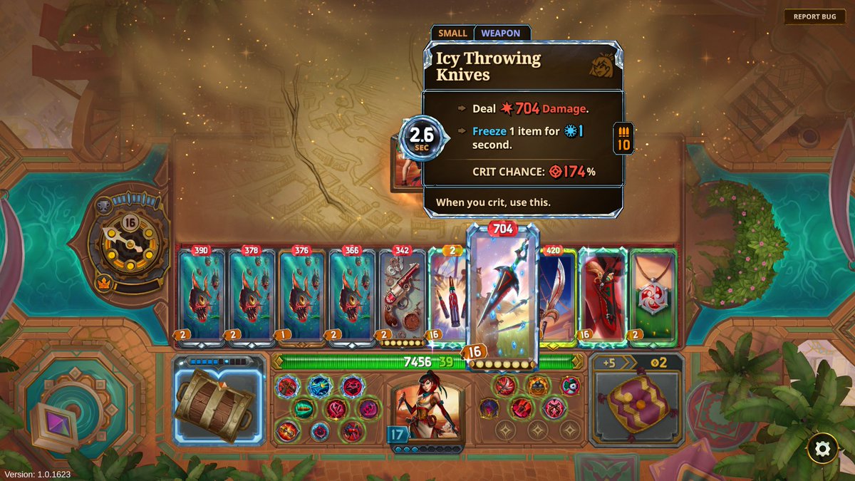 DannyDonuts_HS's tweet photo. How do you beat Property Pig &amp; Dam in @PlayTheBazaar ? Kill them before they cast! This was a pretty fun run, Throwing knives goes off first b/c of its low cast time &amp; procs off itself, ending the fight before it starts. Been loving the game so far! https://t.co/0geq9o4VXK