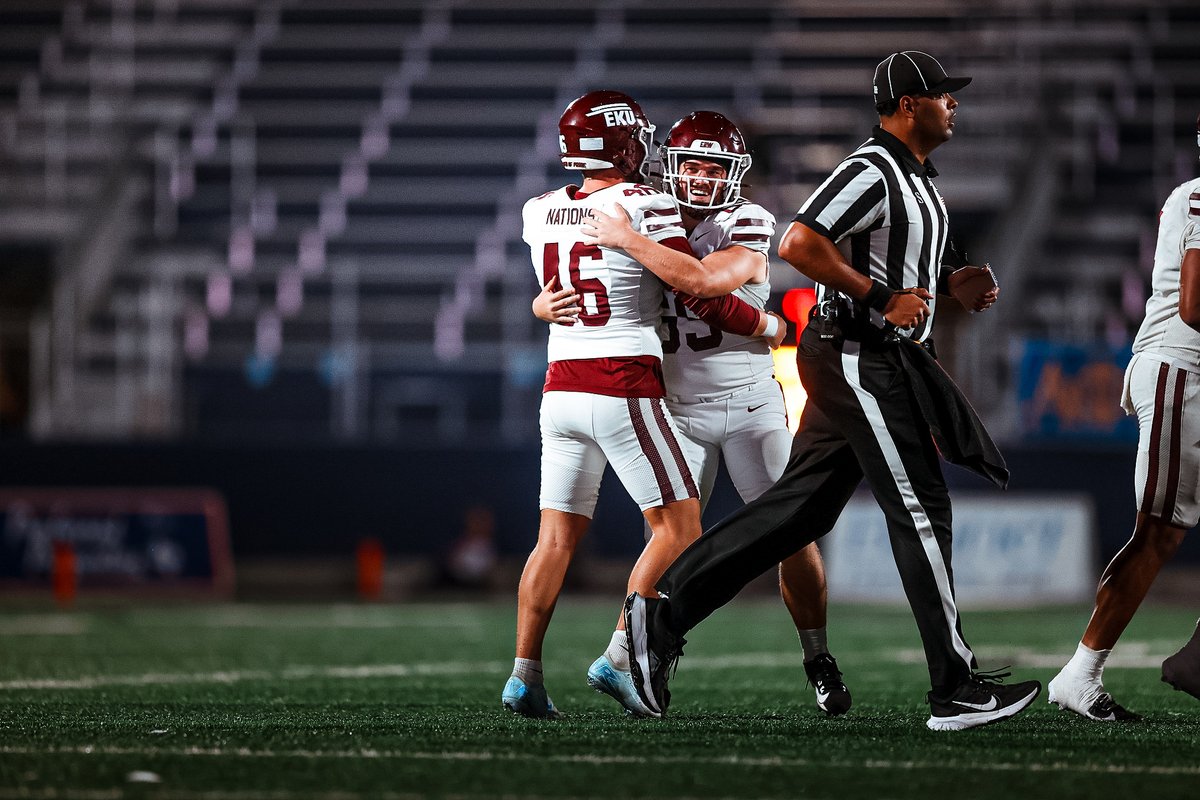 EKUFootball's tweet photo. A kick that will last a lifetime!

Congrats @pat_nations!

#E2W | #MatterOfPride https://t.co/RBP66m7kGo