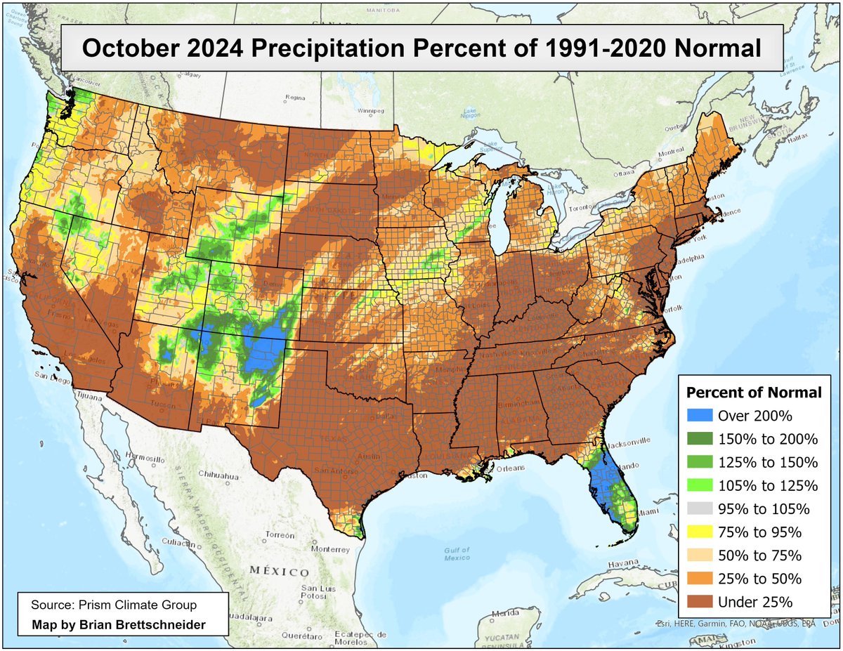 Luisamneubauer's tweet photo. Der Oktober war einer der trockensten Monate in den USA, seit Beginn der Wetteraufzeichnungen. Leider ist dafür kein Platz in den Nachrichten, denn die besprechen eine weltbewegende Wahl, bloß ohne Welt. https://t.co/HXZWqYW7NP