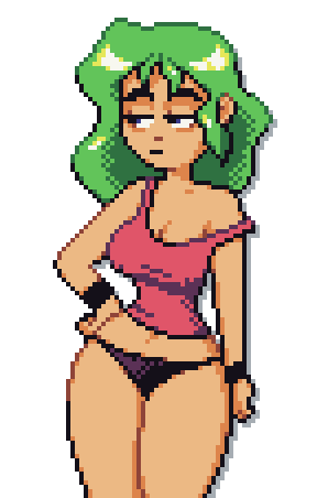 ROPODUCTIONS's tweet photo. A very early concept of Amy, the MC of Final Orginity. We ultimately went with a sweet platinum blonde look. #PixelArt https://t.co/9kDxuifORT